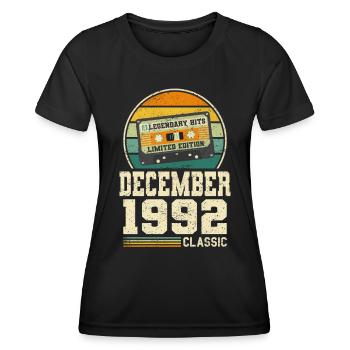 31. Geburtstag Dezember Jahrgang 1992 Vintage - Frauen Funktions-T-Shirt - Schwarz - Vorne - AI Model Female 172 light (172cm)