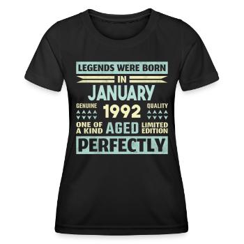 32. Geburtstag Januar Jahrgang 1992 Geschenkidee - Frauen Funktions-T-Shirt - Schwarz - Vorne - AI Model Female 172 light (172cm)