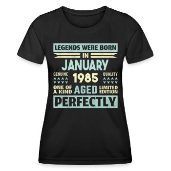 39th Birthday January Vintage 1985 Gift Idea - Women's Functional T-Shirt - black - Front - AI Model Female 172 light (172cm)