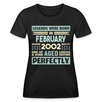 22. Geburtstag FEBRUAR Jahrgang 2002 Geschenkidee - Frauen Funktions-T-Shirt - Schwarz - Vorne - AI Model Female 172 light (172cm)