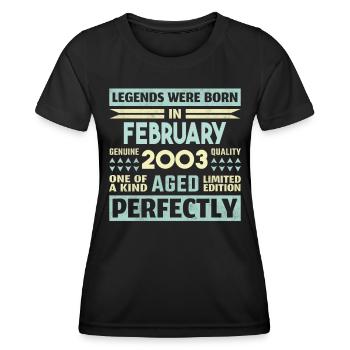 21e anniversaire février Vintage 2003 idée cadeau - T-shirt sport Femme - noir - Devant - AI Model Female 172 light (172cm)