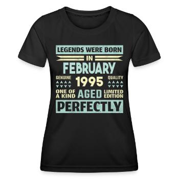 29e anniversaire février Vintage 1995 idée cadeau - T-shirt sport Femme - noir - Devant - AI Model Female 172 light (172cm)