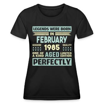39. Geburtstag FEBRUAR Jahrgang 1985 Geschenkidee - Frauen Funktions-T-Shirt - Schwarz - Vorne - AI Model Female 172 light (172cm)