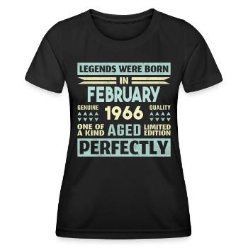58. Geburtstag FEBRUAR Jahrgang 1966 Geschenkidee - Frauen Funktions-T-Shirt - Schwarz - Vorne - AI Model Female 172 light (172cm)