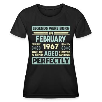 57. Geburtstag FEBRUAR Jahrgang 1967 Geschenkidee - Frauen Funktions-T-Shirt - Schwarz - Vorne - AI Model Female 172 light (172cm)