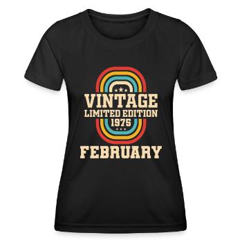 49e anniversaire février Vintage 1975 idée cadeau - T-shirt sport Femme - noir - Devant - AI Model Female 172 light (172cm)