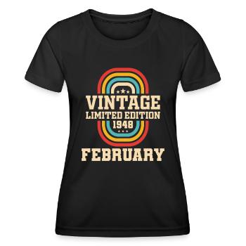 76e anniversaire février Vintage 1948 idée cadeau - T-shirt sport Femme - noir - Devant - AI Model Female 172 light (172cm)