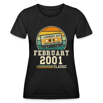 23. Geburtstag FEBRUAR Jahrgang 2001 Geschenkidee - Frauen Funktions-T-Shirt - Schwarz - Vorne - AI Model Female 172 light (172cm)