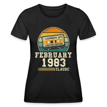 41st Birthday FEBRUARY Vintage 1983 Gift Idea - Women's Functional T-Shirt - black - Front - AI Model Female 172 light (172cm)