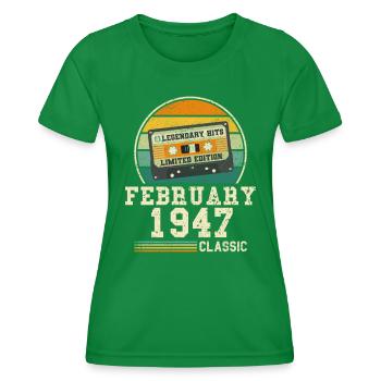 77. Geburtstag FEBRUAR Jahrgang 1947 Geschenkidee - Frauen Funktions-T-Shirt - Kelly Green - Vorne - AI Model Female 172 dark (172cm)