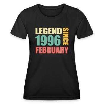 28th Birthday FEBRUARY Vintage 1996 Gift Idea - Women's Functional T-Shirt - black - Front - AI Model Female 172 light (172cm)