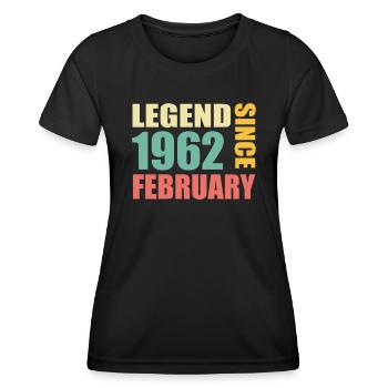 62. Geburtstag FEBRUAR Jahrgang 1962 Geschenkidee - Frauen Funktions-T-Shirt - Schwarz - Vorne - AI Model Female 172 light (172cm)