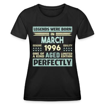 28th Birthday March Vintage 1996 Gift Idea - Women's Functional T-Shirt - black - Front - AI Model Female 172 light (172cm)