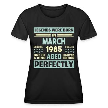 39. Geburtstag März Jahrgang 1985 Geschenkidee - Frauen Funktions-T-Shirt - Schwarz - Vorne - AI Model Female 172 light (172cm)