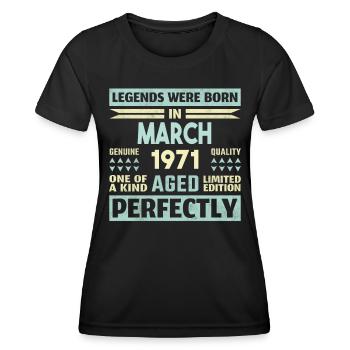 53. Geburtstag März Jahrgang 1971 Geschenkidee - Frauen Funktions-T-Shirt - Schwarz - Vorne - AI Model Female 172 light (172cm)