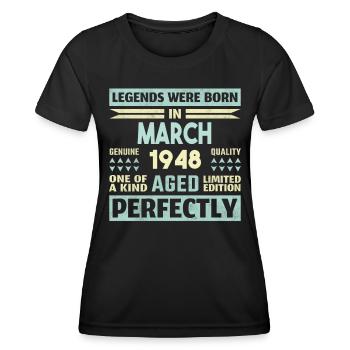 76e anniversaire mars Vintage 1948 idée cadeau - T-shirt sport Femme - noir - Devant - AI Model Female 172 light (172cm)