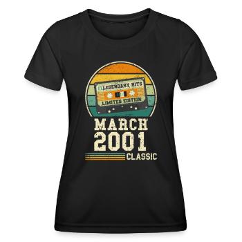 23. Geburtstag März Jahrgang 2001 Geschenkidee - Frauen Funktions-T-Shirt - Schwarz - Vorne - AI Model Female 172 light (172cm)