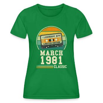 43e anniversaire mars Vintage 1981 idée cadeau - T-shirt sport Femme - vert - Devant - AI Model Female 172 dark (172cm)