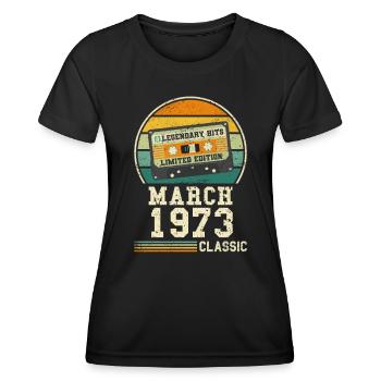 51. Geburtstag März Jahrgang 1973 Geschenkidee - Frauen Funktions-T-Shirt - Schwarz - Vorne - AI Model Female 172 light (172cm)