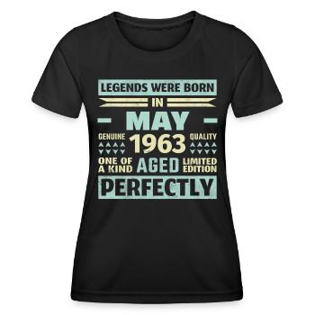 61. Geburtstag Mai Jahrgang 1963 Geschenkidee - Frauen Funktions-T-Shirt - Schwarz - Vorne - AI Model Female 172 light (172cm)
