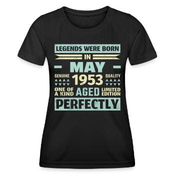 71. Geburtstag Mai Jahrgang 1953 Geschenkidee - Frauen Funktions-T-Shirt - Schwarz - Vorne - AI Model Female 172 light (172cm)
