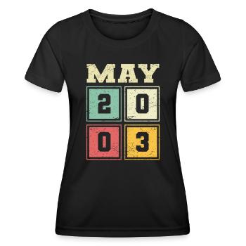 21e anniversaire mai Vintage 2003 idée cadeau - T-shirt sport Femme - noir - Devant - AI Model Female 172 light (172cm)