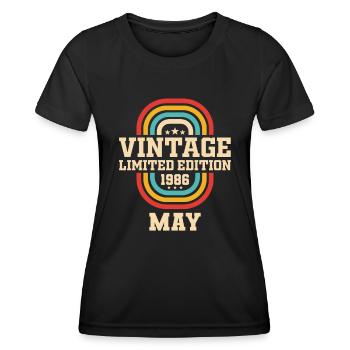 38th Birthday May Vintage 1986 Gift Idea - Women's Functional T-Shirt - black - Front - AI Model Female 172 light (172cm)