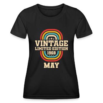 56ème anniversaire mai millésime 1968 idée cadeau - T-shirt sport Femme - noir - Devant - AI Model Female 172 light (172cm)