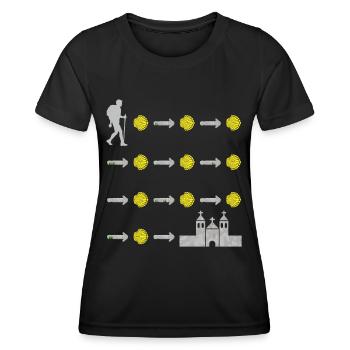 Camino de Santiago Jakobsweg Pilgermuschel Pilger - Frauen Funktions-T-Shirt - Schwarz - Vorne - AI Model Female 172 light (172cm)