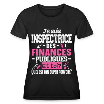 Inspectrice Finances Publiques Impôts Métier - T-shirt sport Femme - noir - Devant - AI Model Female 172 light (172cm)
