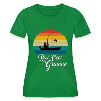 Reel Cool Grannie Fishing Gifts - Frauen Funktions-T-Shirt - Kelly Green - Vorne - AI Model Female 172 dark (172cm)