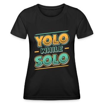 Solo proud single, Happy single - T-shirt sport Femme - noir - Devant - AI Model Female 172 light (172cm)