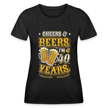Cheers and beer I'm 40 years old - Women's Functional T-Shirt - black - Front - AI Model Female 172 light (172cm)