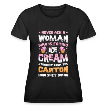 Traurige Frauen Herzschmerz Liebeskummer Eiscreme - Frauen Funktions-T-Shirt - Schwarz - Vorne - AI Model Female 172 light (172cm)