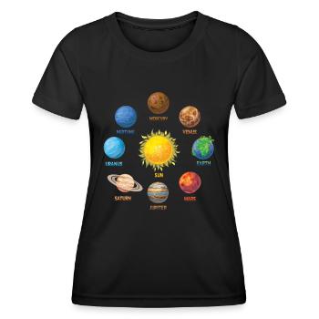 Planète Système Solaire - T-shirt sport Femme - noir - Devant - AI Model Female 172 light (172cm)