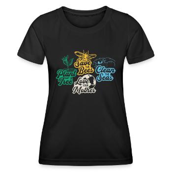 Rette die Bienen Pflanze mehr Bäume Tag der Erde - Frauen Funktions-T-Shirt - Schwarz - Vorne - AI Model Female 172 light (172cm)