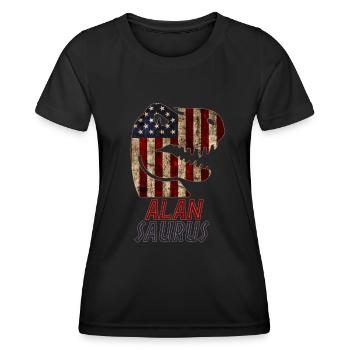 Patriotique Alan Dinosaur Alansaurus - T-shirt sport Femme - noir - Devant - AI Model Female 172 light (172cm)