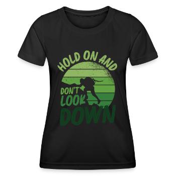 Ne regardez pas vers le bas le bloc, l’escalade. - T-shirt sport Femme - noir - Devant - AI Model Female 172 light (172cm)