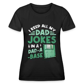 Ich behalte alle Witze meines Vaters. - Frauen Funktions-T-Shirt - Schwarz - Vorne - AI Model Female 172 light (172cm)
