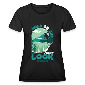 Ne regardez pas vers le bas le bloc, l’escalade. - T-shirt sport Femme - noir - Devant - AI Model Female 172 light (172cm)