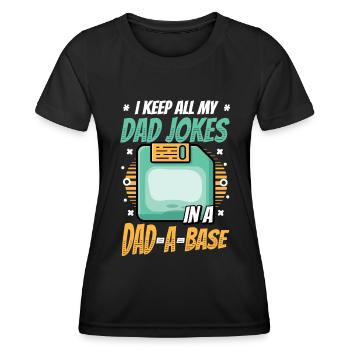 Ich behalte alle Witze meines Vaters. - Frauen Funktions-T-Shirt - Schwarz - Vorne - AI Model Female 172 light (172cm)
