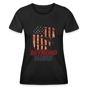 Patriotic Raymond Dinosaur Raymondsaurus - Frauen Funktions-T-Shirt - Schwarz - Vorne - AI Model Female 172 light (172cm)