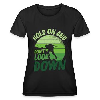 Ne regardez pas vers le bas le bloc, l’escalade. - T-shirt sport Femme - noir - Devant - AI Model Female 172 light (172cm)