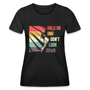 Ne regardez pas vers le bas le bloc, l’escalade. - T-shirt sport Femme - noir - Devant - AI Model Female 172 light (172cm)