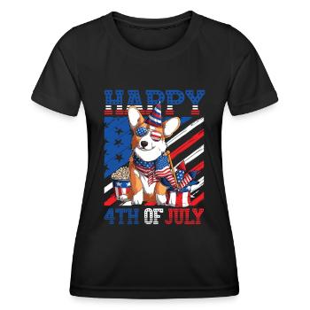 Happy 4th Of July Corgi - Women's Functional T-Shirt - black - Front - AI Model Female 172 light (172cm)