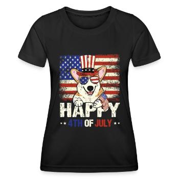 Happy 4th Of July Corgi - Women's Functional T-Shirt - black - Front - AI Model Female 172 light (172cm)