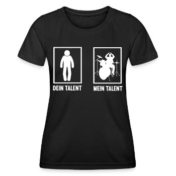 Dein Talent Mein Talent Schlagzeug Schlagzeuger - Frauen Funktions-T-Shirt - Schwarz - Vorne - AI Model Female 172 light (172cm)