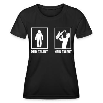 Dein Talent Mein Talent Saxophone Saxophonspieler - Frauen Funktions-T-Shirt - Schwarz - Vorne - AI Model Female 172 light (172cm)