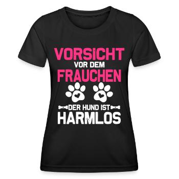 Vorsicht vor dem Frauchen - Frauen Funktions-T-Shirt - Schwarz - Vorne - AI Model Female 172 light (172cm)