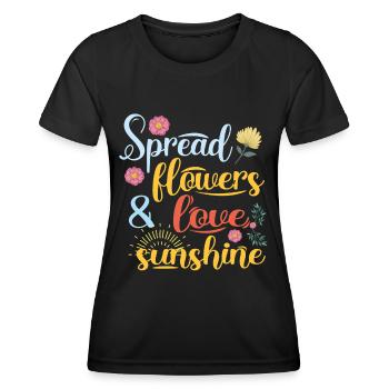 spread flowers blumen und liebeSpread Flowers Blum - Frauen Funktions-T-Shirt - Schwarz - Vorne - AI Model Female 172 light (172cm)